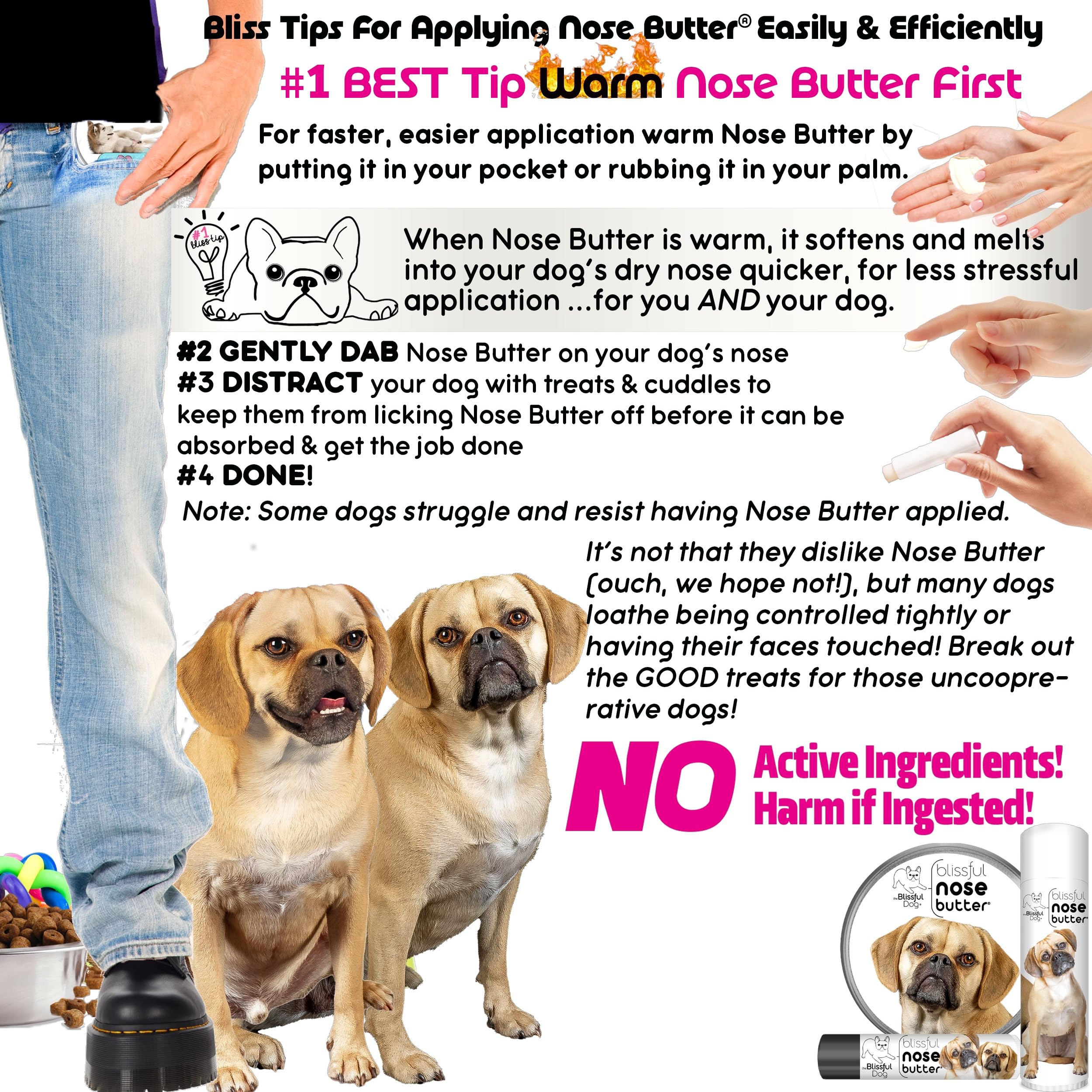 The Blissful Dog Puggle Unscented Nose Butter - Dog Nose Butter, 0.50 Ounce,UNSC-50OZ-PUGGLE